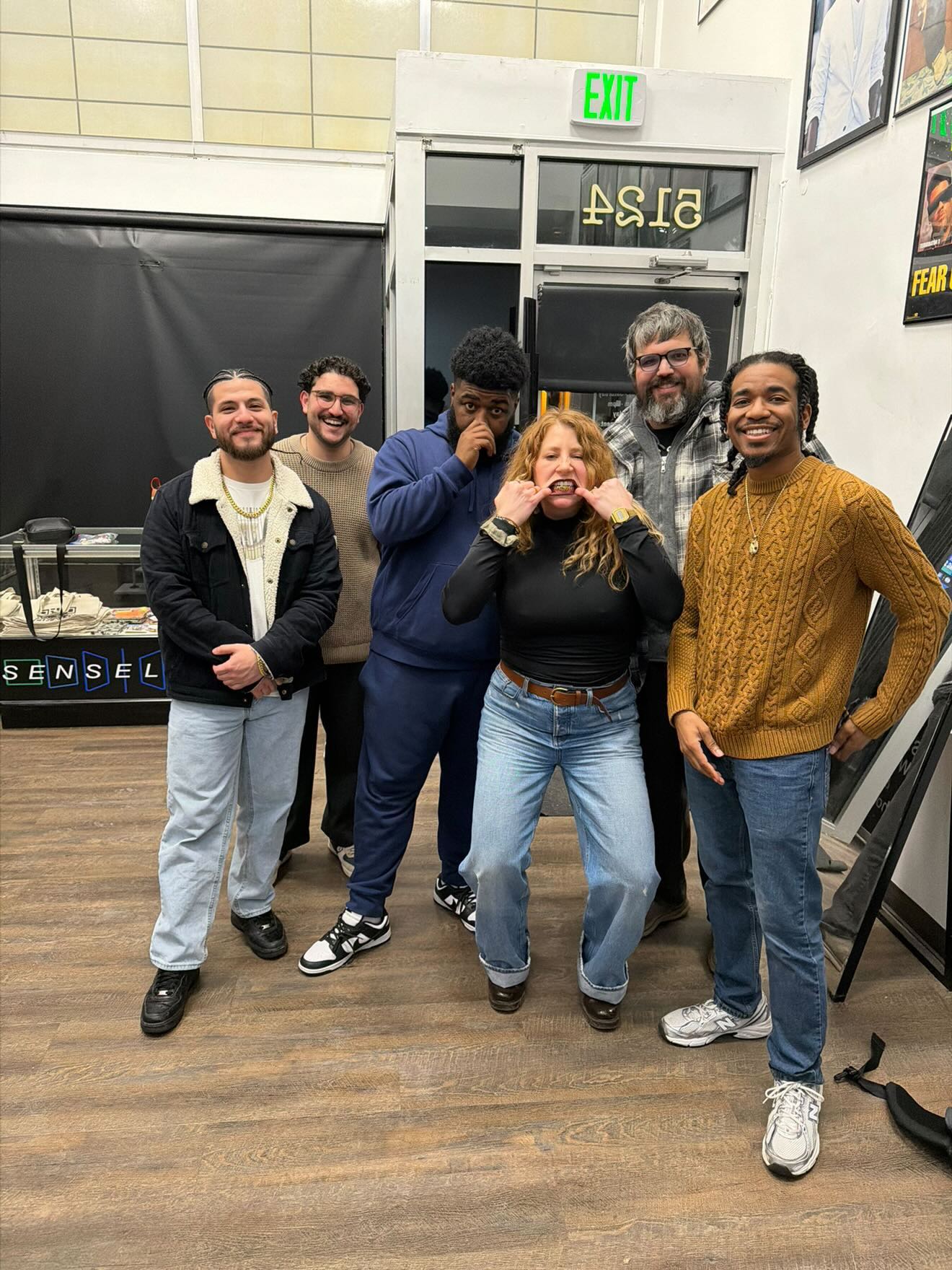 Khairy Creek with the comedy crew in the green room